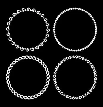 Set of round frames with unusual ornament on a black background Stock-Illustration