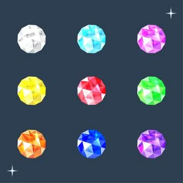 Set of round gems stones of different colors Stock Illustration