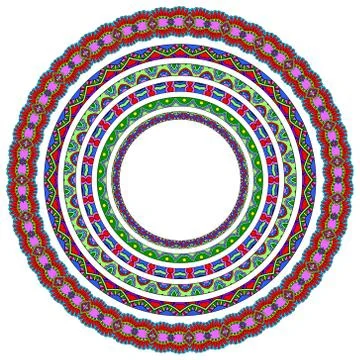 Set of round geometrical frames, circle border ornament, vector Stock Illustration