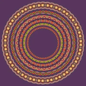 Set of round geometrical frames, circle border ornament, vector Stock Illustration