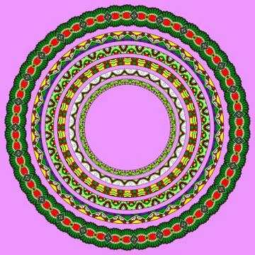 Set of round geometrical frames, circle border ornament, vector Stock Illustration