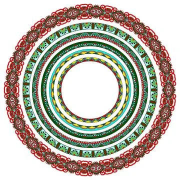 Set of round geometrical frames, circle border ornament, vector Stock Illustration