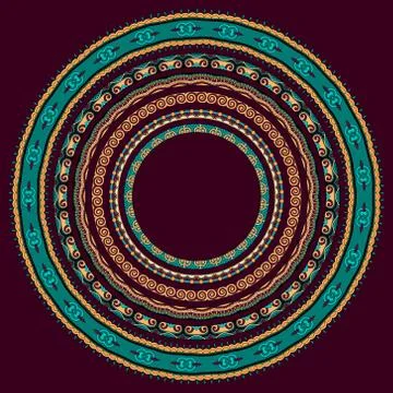 Set of round geometrical frames, circle border ornament, vector Stock Illustration