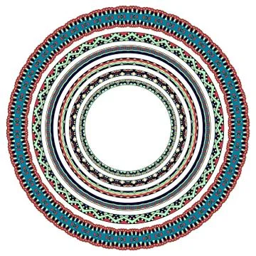 Set of round geometrical frames, circle border ornament, vector Stock Illustration