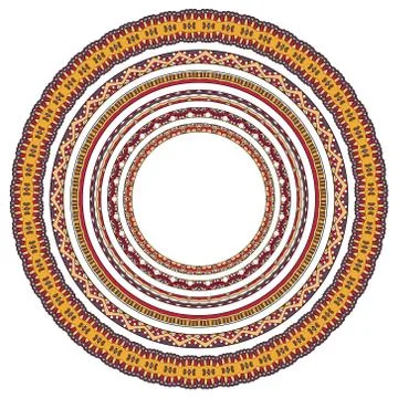 Set of round geometrical frames, circle border ornament, vector Stock Illustration