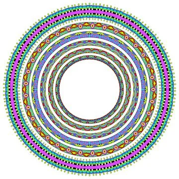 Set of round geometrical frames, circle border ornament, vector Stock Illustration