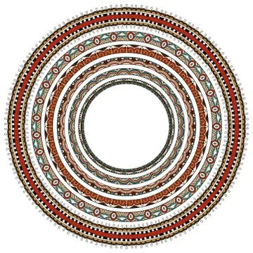 Set of round geometrical frames, circle border ornament, vector Stock Illustration