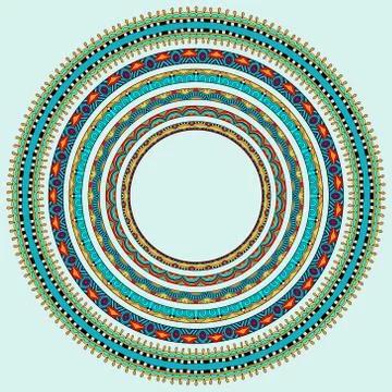 Set of round geometrical frames, circle border ornament, vector Illustrazione stock