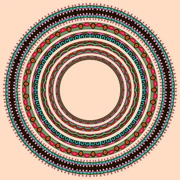 Set of round geometrical frames, circle border ornament, vector イラスト素材