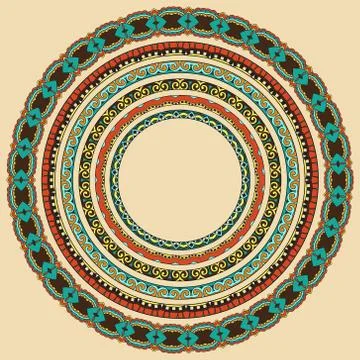 Set of round geometrical frames, circle border ornament Stock Illustration