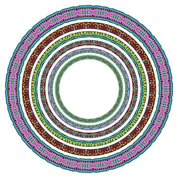 Set of round geometrical frames, circle border ornament 스톡 일러스트