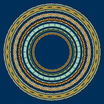 Set of round geometrical frames, circle border ornament Stock Illustration