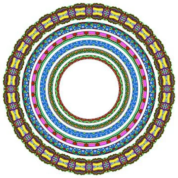 Set of round geometrical frames, circle border ornament Stock Illustration