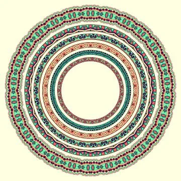Set of round geometrical frames, circle border ornament Stock Illustration