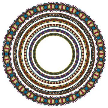 Set of round geometrical frames, circle border ornament Stock Illustration