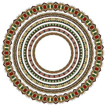 Set of round geometrical frames, circle border ornament Stock Illustration