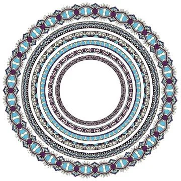 Set of round geometrical frames, circle border ornament Stock Illustration