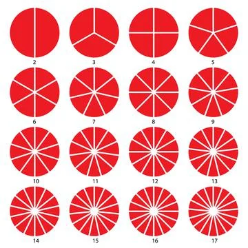 Set of round graphic pie charts icons. Segment of circle infographic Illustrazione stock