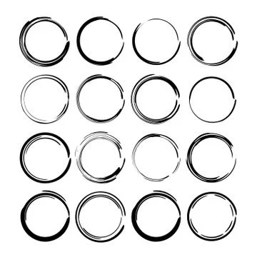 Set of  round grunge frames. Circle borders. Vector illustration. 스톡 일러스트