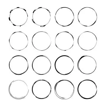 Set of round grunge frames. Empty  borders. Vector illustration. Stock Illustration