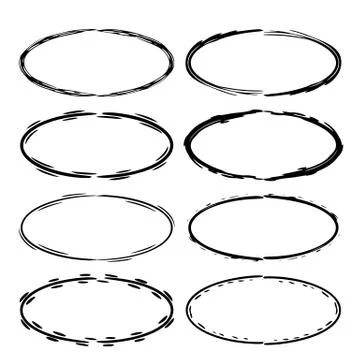 Set of round grunge frames. Empty  borders. Vector illustration. Stock Illustration