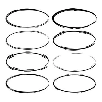 Set of round grunge frames. Empty  borders. Vector illustration. Illustrazione stock