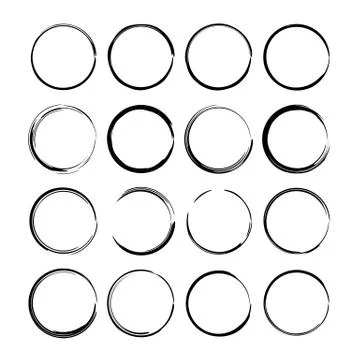 Set of round grunge frames. Empty  borders. Vector illustration. Stock Illustration