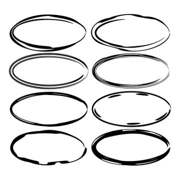 Set of round grunge frames. Empty circlular borders. Vector illustration. Illustrazione stock