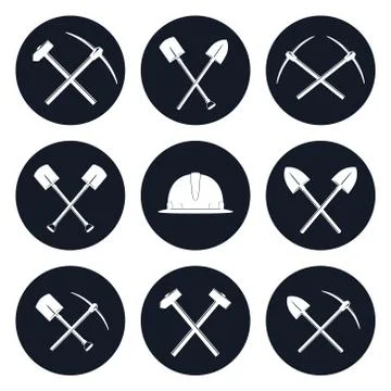 Set Round Icons of Construction Tools Stock-Illustration