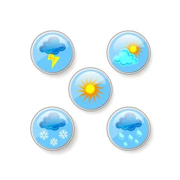 Set of round illustration of different weather icons Stock-Illustration