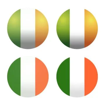 Set round Irish flags. Round Ireland flags. Ireland flag button Stock Illustration