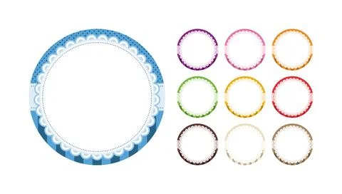 Set Of Round Label Designs with Elegant Lace Borders Stock Illustration