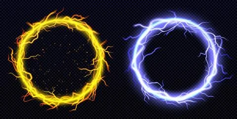 Set of round lightning frames png イラスト素材