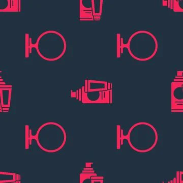 Set Round makeup mirror and Cream or lotion cosmetic tube on seamless pattern Illustration