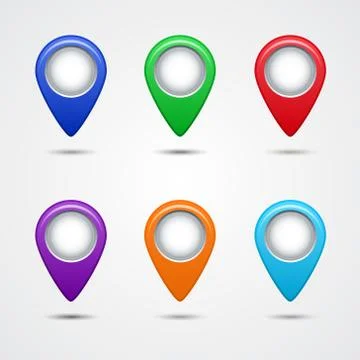 Set of round map pointers Stock Illustration