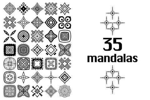 Set Round Ornament Pattern. Vector mandalas Stock Illustration