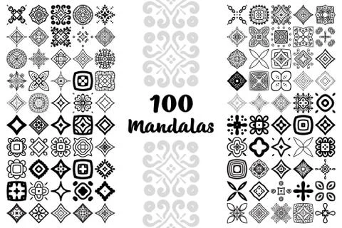 Set Round Ornament Pattern. Vector mandalas Stock Illustration