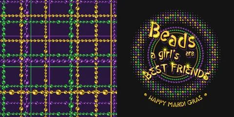 Set of round ornament, seamless pattern for Mardi gras carnival decoration Illustrazione stock