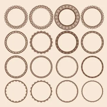 Set of Round Pattern Frames イラスト素材