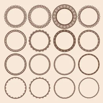 Set of Round Pattern Frames Illustrazione stock