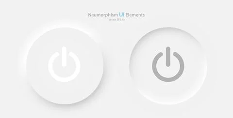 A set of round power buttons on a white background. User interface elements in Stock Illustration