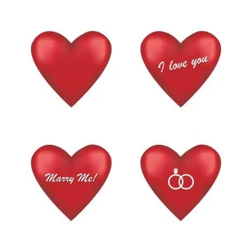 Set of round red hearts Stock Illustration