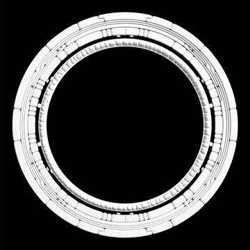 Set of round segmented hifi user interface details isolated on black backgrou イラスト素材