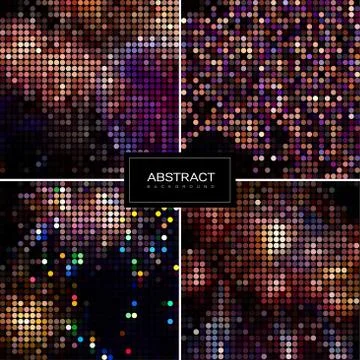 Set of round sparkling mosaic backgrounds Stock Illustration
