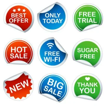 Set of round stickers Illustrazione stock