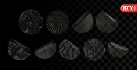 Set of round stickers transparent effect of plastic and polyethylene film. Re Stock Illustration