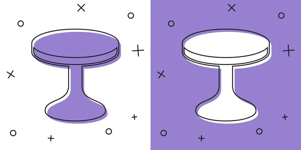 Set Round table icon isolated on white and purple background. Vector Illustrazione stock
