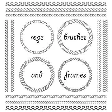 Set of round vector frames from marine rope isolated on white background Stockillustratie