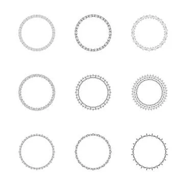 Set of round vintage decorative frames. Collection of black circle borders. E Illustrazione stock