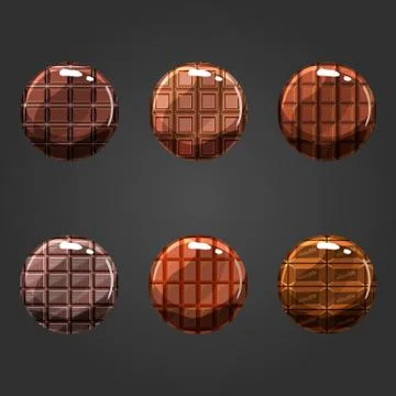 Set of round volume chocolate buttons Stock Illustration
